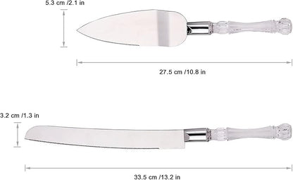 AW BRIDAL Personalized Cake Knife and Server Wedding - Cake Knife 13.2 Inch, Cake Server 10.8 inch - Wedding Engagement Gifts for Couples//DK2201CPP97//