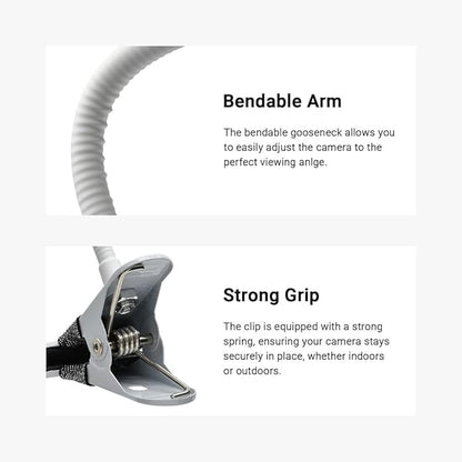 Holicfun Clip Mount for Ring, Blink, Eufy, Google Nest, Wyze, and Arlo Indoor Outdoor Cameras, 15cm Gooseneck Arm, Flexible Adjustment, Strong Clamp, Black, 2-Pack