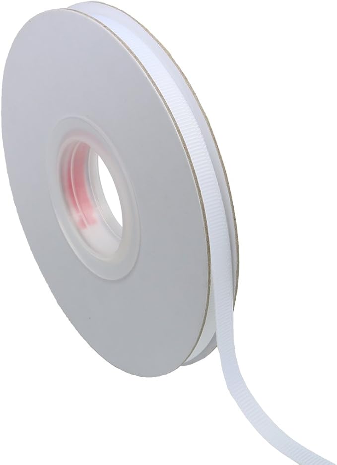 Ribbonitlux 1/4" Wide Solid Grosgrain Ribbon 25 Yards (029-White）, Set for Gift Wrapping, Party Decor, Sewing Applications, Wedding and Craft