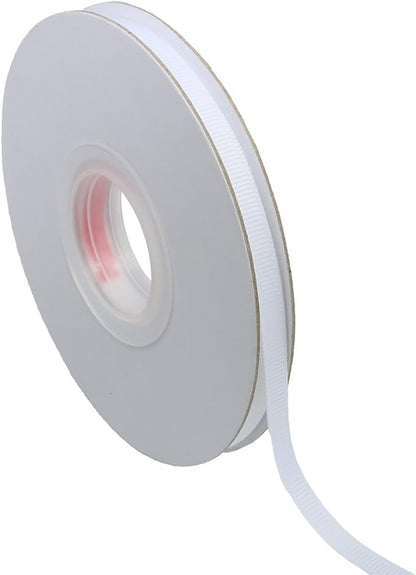 Ribbonitlux 1/4" Wide Solid Grosgrain Ribbon 25 Yards (029-White）, Set for Gift Wrapping, Party Decor, Sewing Applications, Wedding and Craft