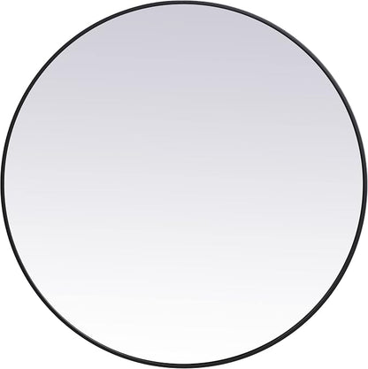 Elegant Decor Eternity 39" Round Mid Century Metal Frame Mirror in Black