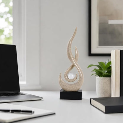 Modern Abstract Art Table Decoration,Resin Flame Statue Modern Centerpiece Ornaments for Living Room Great Gift Idea Home Decor,Collectibles (Grey)