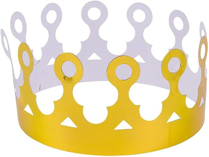The Dreidel Company Adjustable Gold Foil Crown Birthday Party Paper Crowns, 2 Designs, Party Supplies, Gatherings, & Events