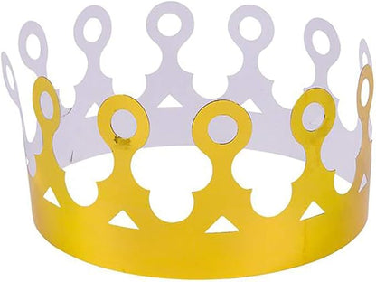 The Dreidel Company Adjustable Gold Foil Crown Birthday Party Paper Crowns, 2 Designs, Party Supplies, Gatherings, & Events