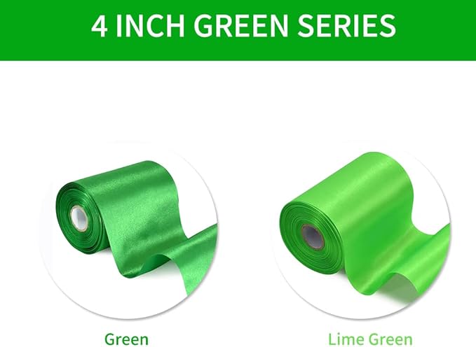 TONIFUL 4 Inch Wide Fluorescent Green Solid Satin Ribbon 22yd Fabric Large Ribbon for Cutting Ceremony Grand Opening Chair Sashes Table Bows Floral Sewing Craft Gift Wrapping Wedding Party Decoration