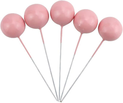 60 pcs Candy Colorful Pearl Balls Cake Pick DIY Cake Insert Topper Card Gift Cup Cake Paper Toothpick Party Wedding Birthday Cake Decoration