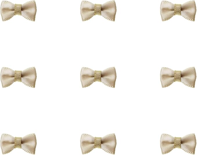 Tupalizy Mini Satin Ribbon Bows Small Craft Sewing Fabric Bows for Christmas Decoration Bow Ties Scrapbook Gift Bags Boxes Greeting Invitation Cards Wedding Party Favor, 20x10mm, 50PCS (Coffee)