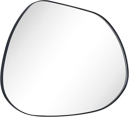 22 x 30 Black Asymmetrical Irregular Mirror Matt Black Metal Framed Accent Mirror for Bathroom Vanity, Entryway or Living Room