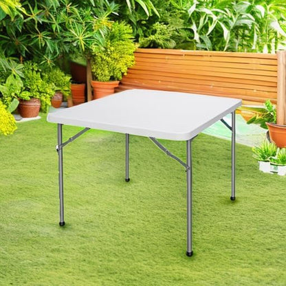 ZenStyle 3 ft Indoor Outdoor Heavy Duty Portable Plastic Folding Table, Square Card Desk Utility Table Game Table for Puzzles Crafting Picnic Camping Dining Party, White