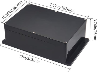 Project Box ABS Black Electrical Boxes IP65 Outdoor Waterproof Box Electronic Junction Box Power Fixed Ear Enclosure with Cable Glands for DIY Project 10.35 x 7.17 x 3.74 inch (263x182x95mm)
