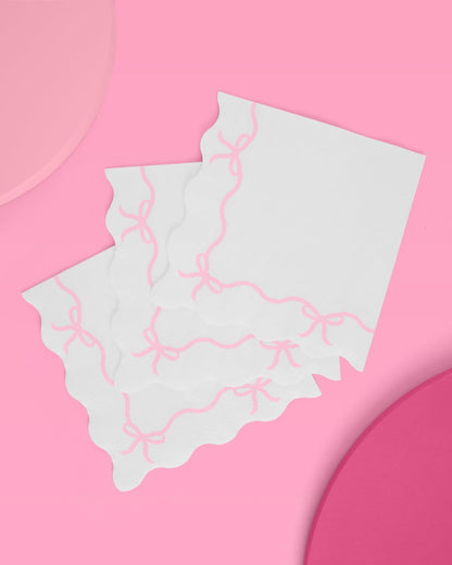 xo, Fetti Pink Bow Napkins - 3-ply, 25 pcs | Baby Shower Decorations, Spring Girl Birthday, Girls Just Wanna Be One, Tying the Knot Party Favors, Coquette Graduation, Bachelorette Decor
