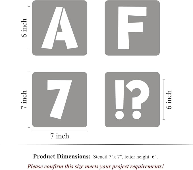 REOLAN 6 Inch Letter Stencils for Painting - 42 Pack Alphabet Letter and Number Stencil Templates with Signs for Painting, Reusable Letters Numbers Stencils for Chalkboard Wood Crafts & Wall Decor