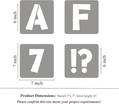 REOLAN 6 Inch Letter Stencils for Painting - 42 Pack Alphabet Letter and Number Stencil Templates with Signs for Painting, Reusable Letters Numbers Stencils for Chalkboard Wood Crafts & Wall Decor