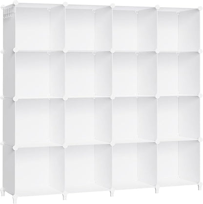 HOMIDEC Closet Organizers and Storage, 16 Cube Storage Organizer, Closet Organizer Bookshelf Cubes Shelves for Clothes, Bedroom, Kids Room, Bathroom, Wardrobe, Garment Racks, White