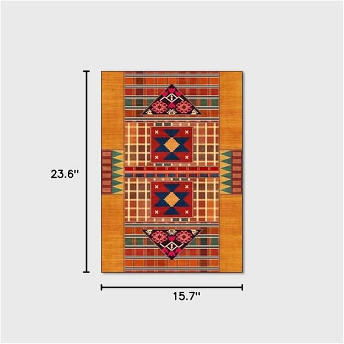 Vintage Boho Area Rugs Multicolor Ethnic Style Geometric Splicing Carpets Bedroom Living Room Kitchen Floor Mats Indoor Outdoor Non-Shedding Runner Rug Home Décor Carpet 1.3' X 2'