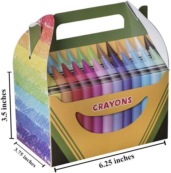 Hammont Paper Treat Boxes - (10 Pack) - Party Favors Treat Container Cookie Boxes Cute Designs Perfect for Parties and Celebrations 6.25" x 3.75" x 3.5" (Crayon)