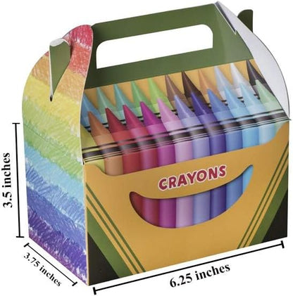 Hammont Paper Treat Boxes - (10 Pack) - Party Favors Treat Container Cookie Boxes Cute Designs Perfect for Parties and Celebrations 6.25" x 3.75" x 3.5" (Crayon)