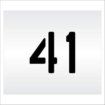 Pavement, Curb, and WheelStop Stencils - 6 inch Double Number Stencil - (41) - 6" x 6" x 1/8" (128 mil) - Pro-Grade