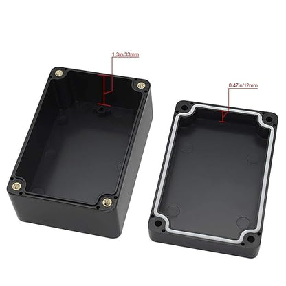 LeMotech Junction Box IP65 Waterproof Project Box Dustproof ABS Plastic Electrical Boxes Universal Enclosure for Electronic Black 3.93x 2.68x 1.97 inch (100 x 68 x 50 mm)(Pack of 2)