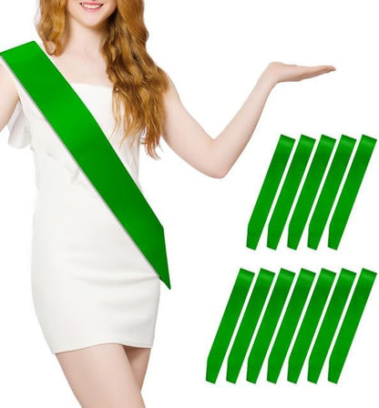 MDOZQ 12 Pcs Blank Satin Sash Party Favors Green Sash Plain Sash Pageant Sash Satin Sash Sash to Decorate Sashes for Birthday, Wedding, Graduation, DIY, Beauty Pageant, Hen Party, Homecoming