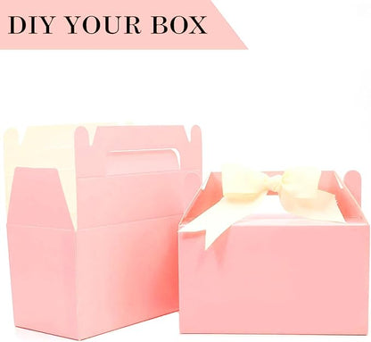 Oletx 12Pcs Pink Gable Gift Boxes, Party Favor Treat Box, Goodie Box, Cookie Candy Box for Princess Birthday Party, Baby Girl Shower, Classroom Activity and Any Fun Occation Decoration Supplies.