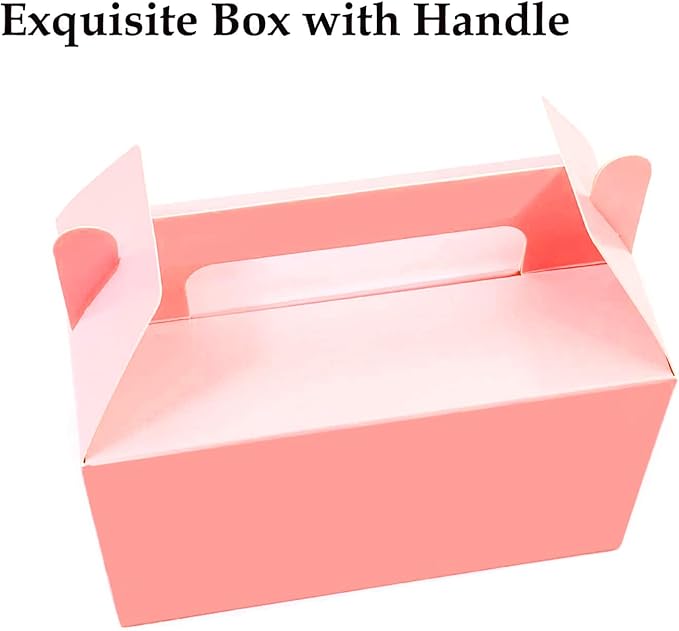 Oletx 12Pcs Pink Gable Gift Boxes, Party Favor Treat Box, Goodie Box, Cookie Candy Box for Princess Birthday Party, Baby Girl Shower, Classroom Activity and Any Fun Occation Decoration Supplies.