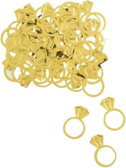 Gold Diamond Ring Foil Confetti (0.50 oz.) - Premium Quality & Unique Design - Ideal for Bridal Showers, Bachelorette & Engagement Parties (1 Pack)