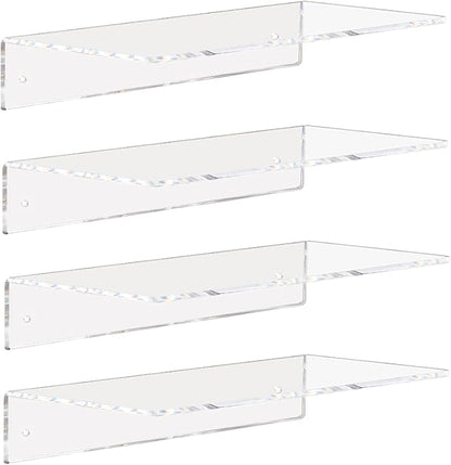 Weiai Clear Acrylic Shelves 12 Inch, Floating Wall Mounted Shelf