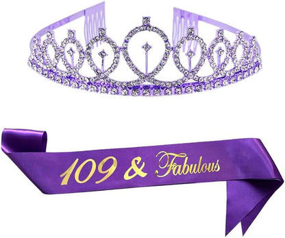 Birthday Crowns for Women 30 & Fabulous Sash and Tiara Birthday Crown for Women