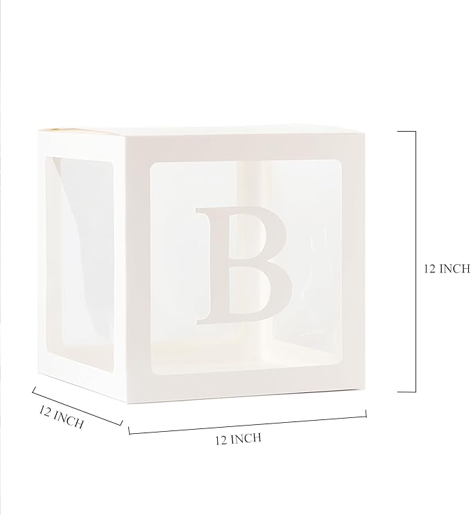 White TWINS Balloons Boxes with 5 PCS Clear Balloon Boxes and 5pcs Letters for Birthday Party Gender Reveal Decorations