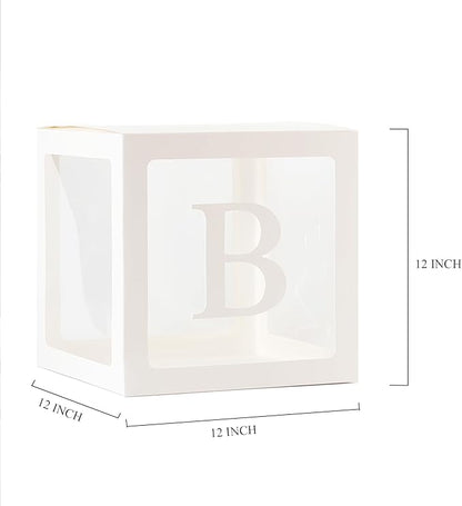 White TWINS Balloons Boxes with 5 PCS Clear Balloon Boxes and 5pcs Letters for Birthday Party Gender Reveal Decorations