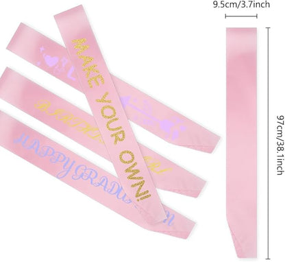 12 Pcs Sash Blank Satin Sash Party Supplies Pink Sash Plain Sash Bride Sash Bachelorette Party Sashes for Birthday, Wedding, Graduation, DIY, Beauty Pageant, Hen Party, Homecoming, Make Your Own Sash