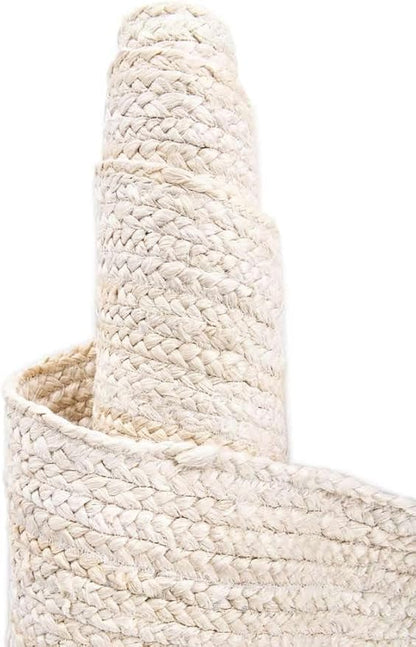 Handwoven Natural Jute Table Runner – Rustic Farmhouse Style, Natural Burlap Look – Eco-Friendly Table Decor for Dining Table, Weddings & Events,Size-13 x 90 Inches-White