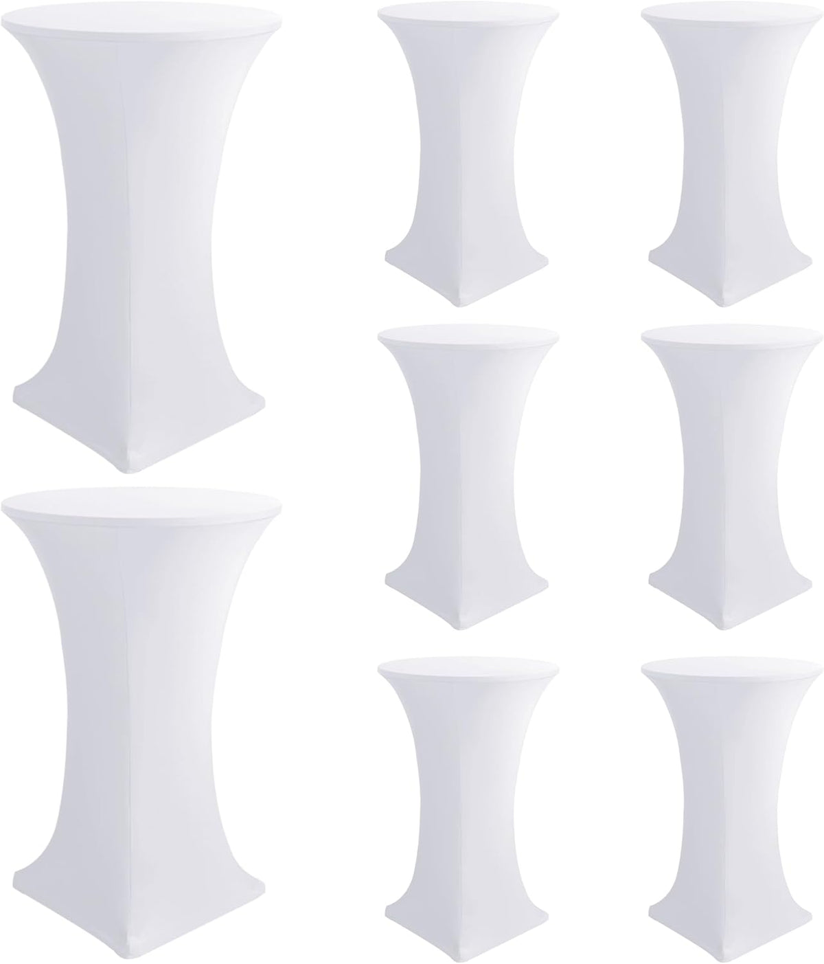Cocktail Table Covers-Spandex Round High Top Table Cloths 8 Pack 32x43 Inch-White Stretch Fitted Bar Tall Tablecloth for Pub Bistro Highboy Party Event Banquet Height Folding Satnding Tables