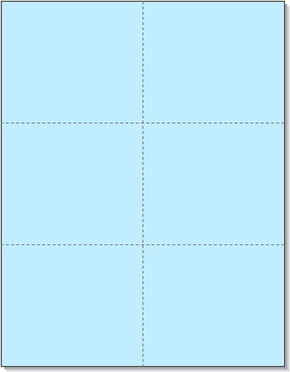 NextDayLabels - Laser Printer Blank Perforated 6 Cards per Page: Registration, Flower Delivery, Inventory Tags, Wedding RSVP, Trip Tickets, Blue (1200 Cards)