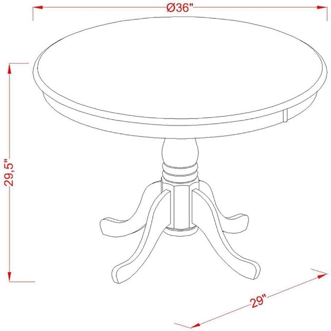 East West Furniture ANT-OMK-TP Antique Dining Table - a Round Wooden Table Top with Pedestal Base, 36x36 Inch, Oak & Buttermilk