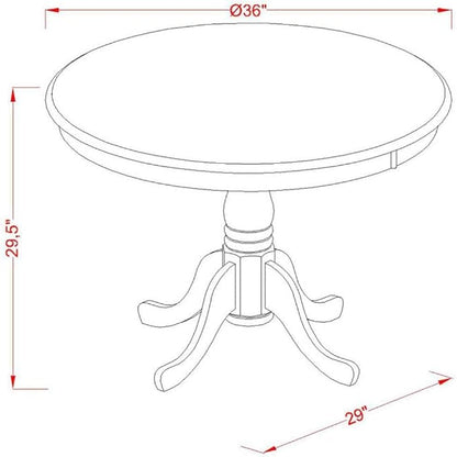 East West Furniture ANT-OMK-TP Antique Dining Table - a Round Wooden Table Top with Pedestal Base, 36x36 Inch, Oak & Buttermilk