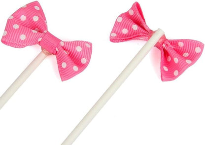 Bow Cupcake Toppers Children's Birthday Baby Shower Party Bow Dots Cupcake Toppers Cake Decoration Supplies Pack of 18
