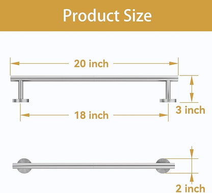 Brushed Nickel Towel Bar, 18 Inch Bathroom Towel Rack, Towel Holder Wall Mounted, Thicken SUS304 Stainless Steel Towel Rod Modern Home Decor (Total Length 20 Inch)