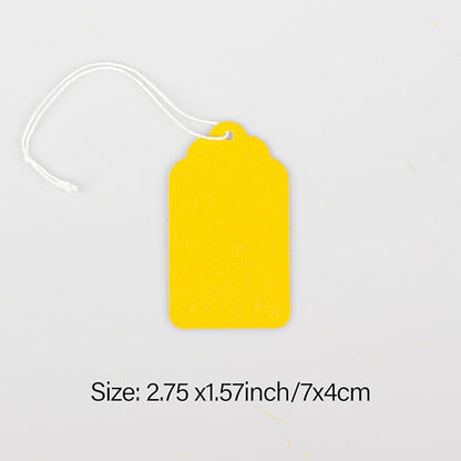500pcs Paper Gift Tags with String Attached, Blank Price Tags, Idear for Product Jewelry Clothing Arts & Crafts DIY Gift Decorations(2.75"x1.57", Yellow)