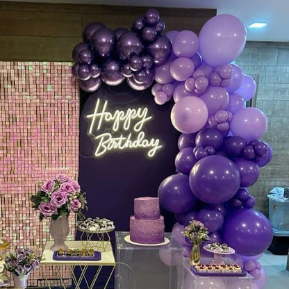 HILAVO Purple Mixed Balloons, 60 PCS 12inch Lavender Balloons Metallic Purple Confetti Latex Balloon for Girls Women Birthday Baby Shower Bridal Shower Wedding Party Decorations