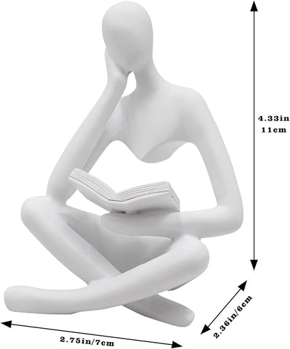 Jinkoozz Reading Women Statue, Thinker Sculptures, Abstract Art Ornament, Modern Aesthetic Figurine Decoration, Suitable for Home Living Room Bedroom Office Shelf Table Desk Bookshelf Decor