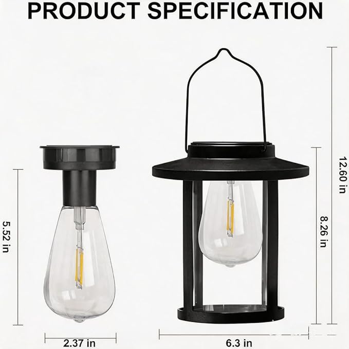 Larekook 2 Pack Solar Lanterns Outdoor Waterproof, High Brightness Hanging Solar Lights for Outside, Outdoor Decorative Lantern for Garden Patio Garage Porch Yard Decor