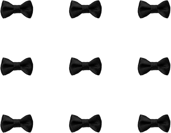 Tupalizy Mini Satin Ribbon Bows Small Craft Sewing Fabric Bows for Christmas Decoration Bow Ties Scrapbook Gift Bags Boxes Greeting Invitation Cards Wedding Party Favor, 20x10mm, 50PCS (Black)
