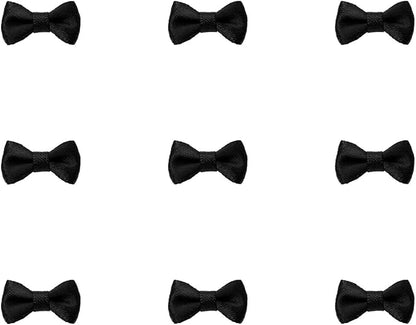 Tupalizy Mini Satin Ribbon Bows Small Craft Sewing Fabric Bows for Christmas Decoration Bow Ties Scrapbook Gift Bags Boxes Greeting Invitation Cards Wedding Party Favor, 20x10mm, 50PCS (Black)