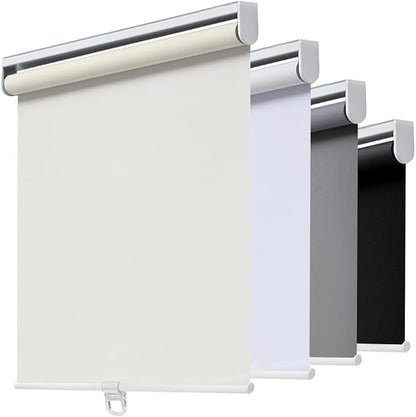AOSKY Cordless Roller Shades Blackout Blinds for Windows Room Darkening Rolled Up Shades with Spring System, UV Protection Window Shades Door Blinds for Home and Office (27" W x 72" H, Ivory)