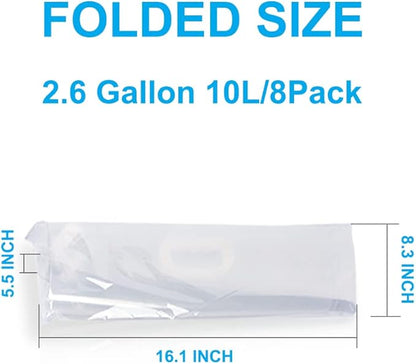 Soddeph Collapsible Water Container Bag, BPA Free Food Grade Clear Plastic Storage Jug for Sport Camping Riding Mountaineer,Freezable, Food Grade (8-pack-2.6Gal)