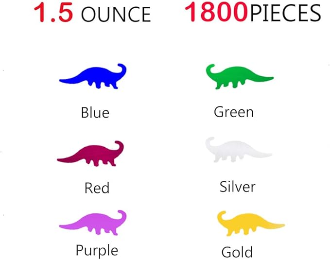 Dinosaur Confetti Metallic Foil Scatter for Dino Theme Birthday Party Celebrations Table Decoration Arts & Crafts DIY Party Favor 1.5 Ounce 1800 Pieces