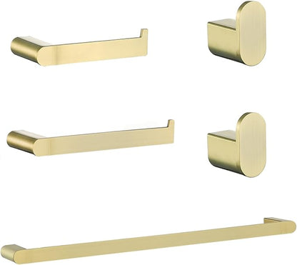 RANDOM Brushed Gold Towel Bar Set 5 Piece Bathroom Hardware Set Include 9.8/23.6 Inch Towel Holder Toilet Paper Holder and 2 Towel Hooks Stainless Steel Bathroom Accessories Kit Wall Mount