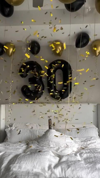 30 Balloon Number, 40 Inch Happy 30th Birthday Decoration for Her Him, Black Foil Number Balloons for Celebration Engagement Memorial Day's Big Event Supplies